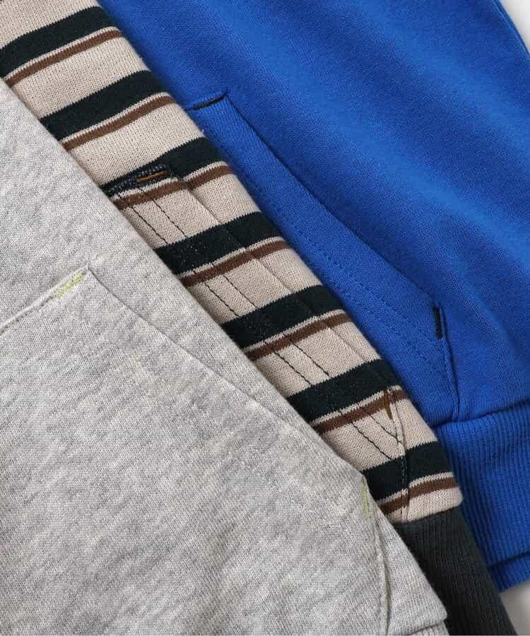 純色條紋連帽衛衣