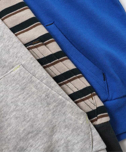 純色條紋連帽衛衣