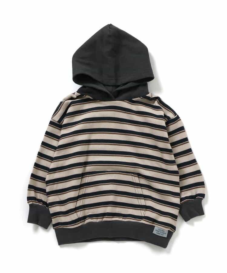 純色條紋連帽衛衣