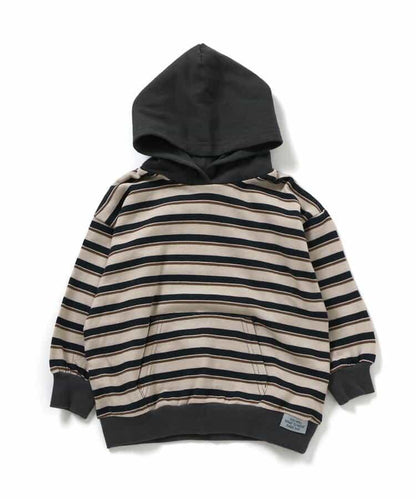 純色條紋連帽衛衣