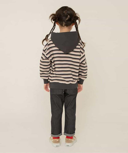 純色條紋連帽衛衣