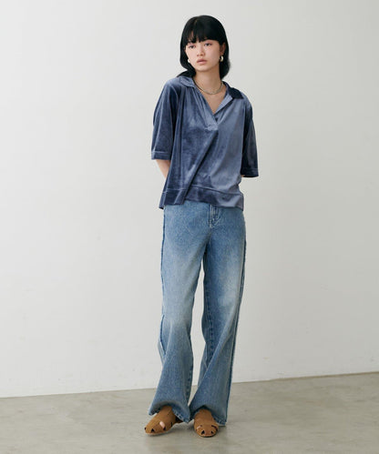 天鵝絨翻領套頭衫