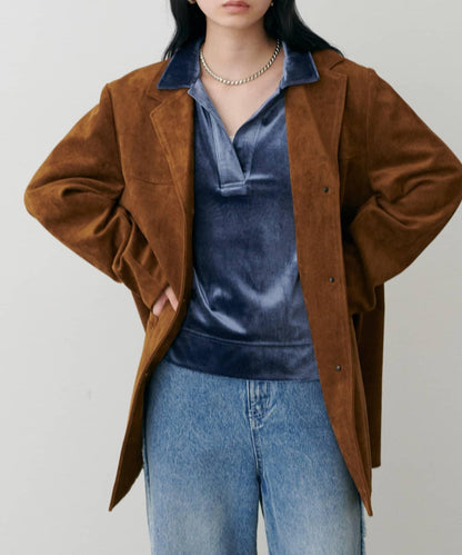 天鵝絨翻領套頭衫