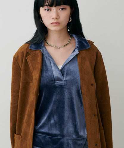 天鵝絨翻領套頭衫