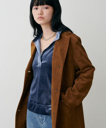 天鵝絨翻領套頭衫