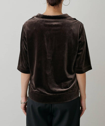 天鵝絨翻領套頭衫