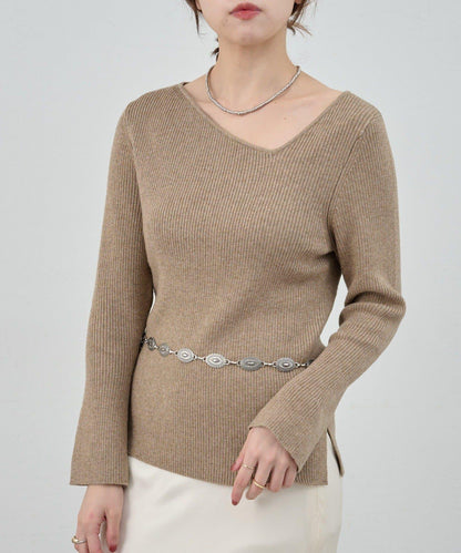 不對稱羅紋針織衫