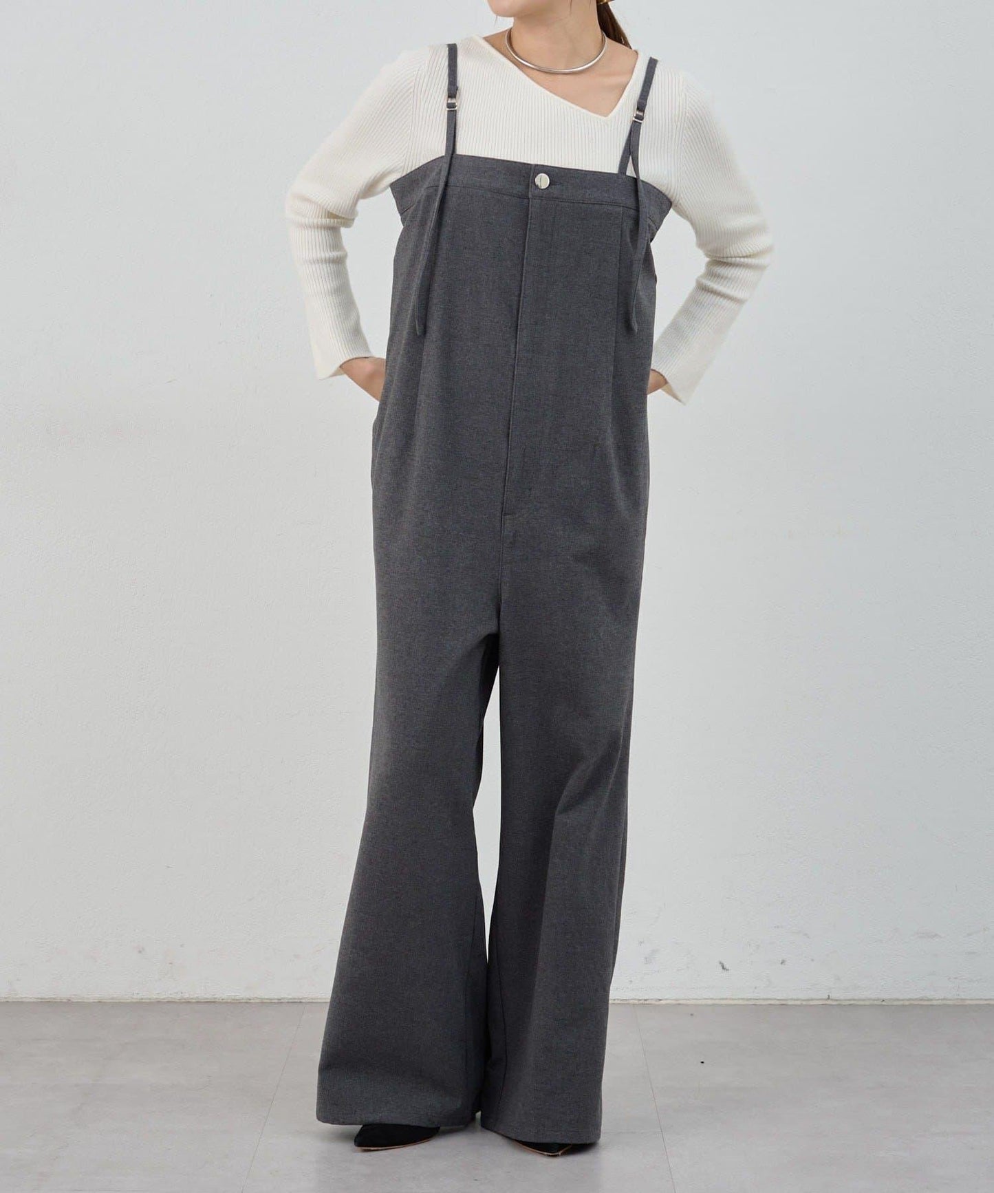 不對稱羅紋針織衫