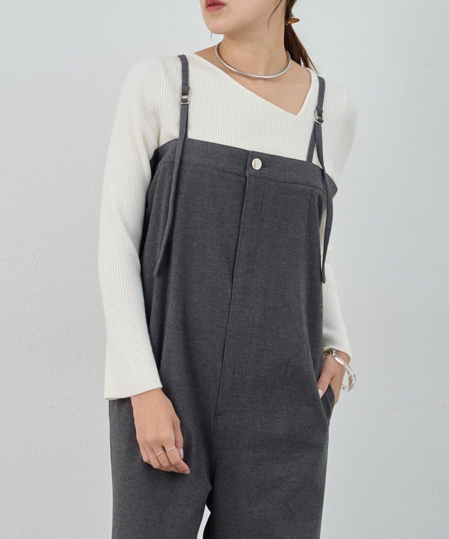 不對稱羅紋針織衫