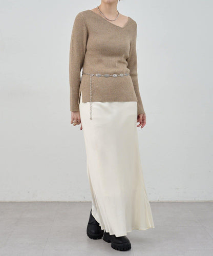 不對稱羅紋針織衫