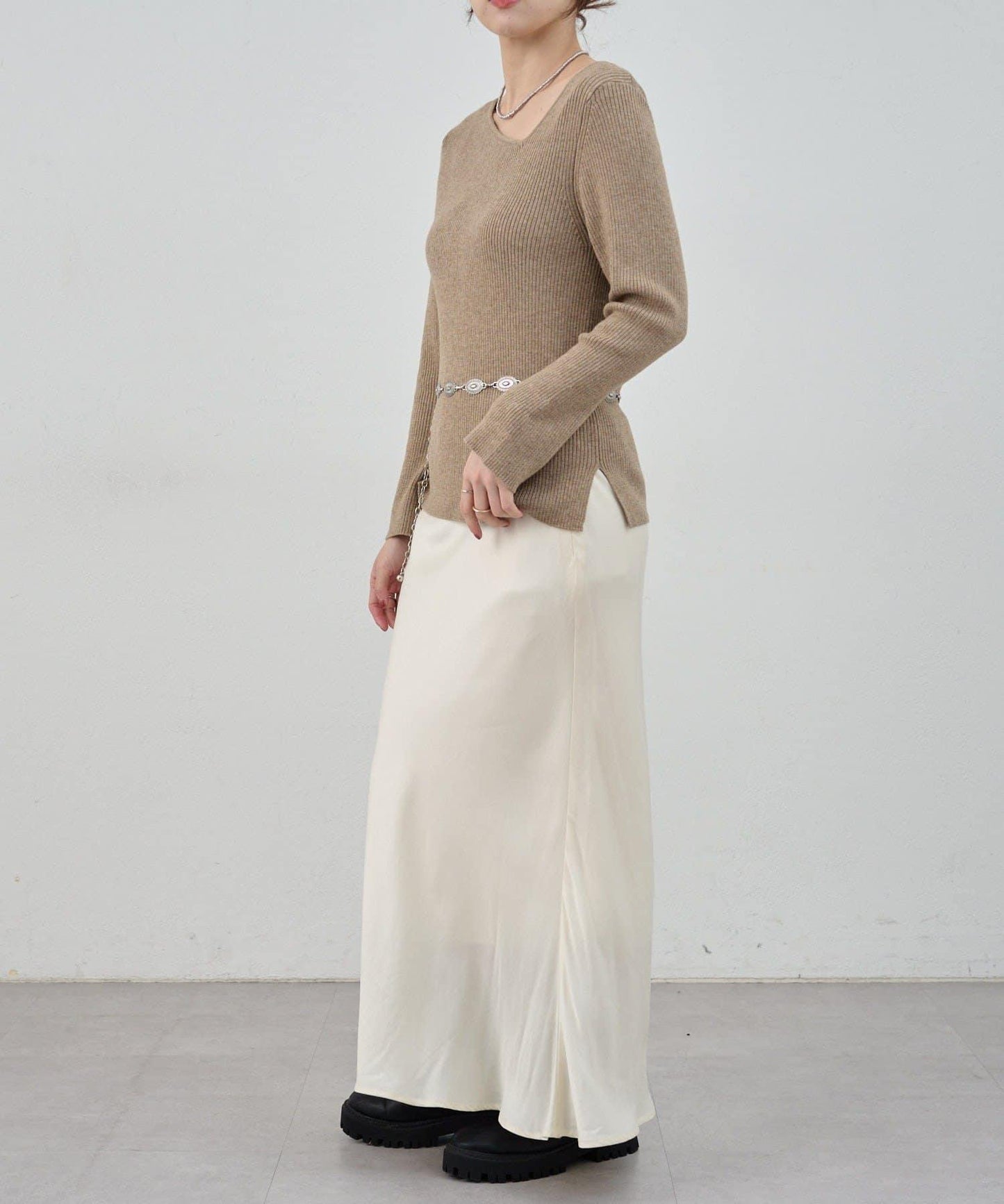 不對稱羅紋針織衫