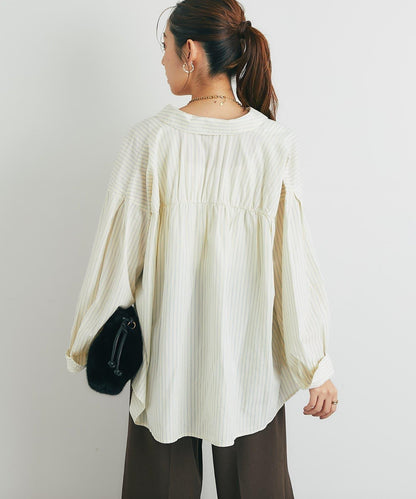 日常百搭褶皺條紋襯衫