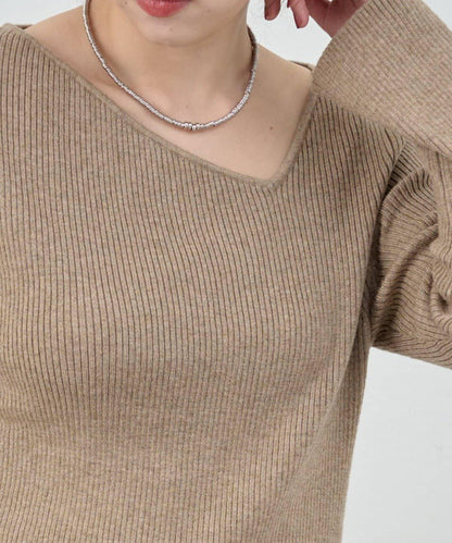 不對稱羅紋針織衫