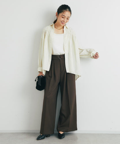 日常百搭褶皺條紋襯衫