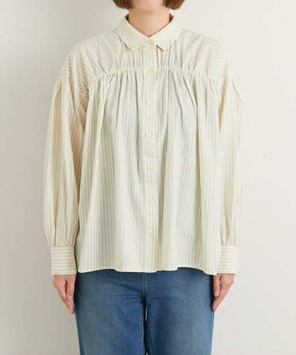 日常百搭褶皺條紋襯衫