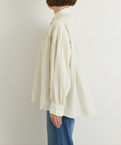 日常百搭褶皺條紋襯衫