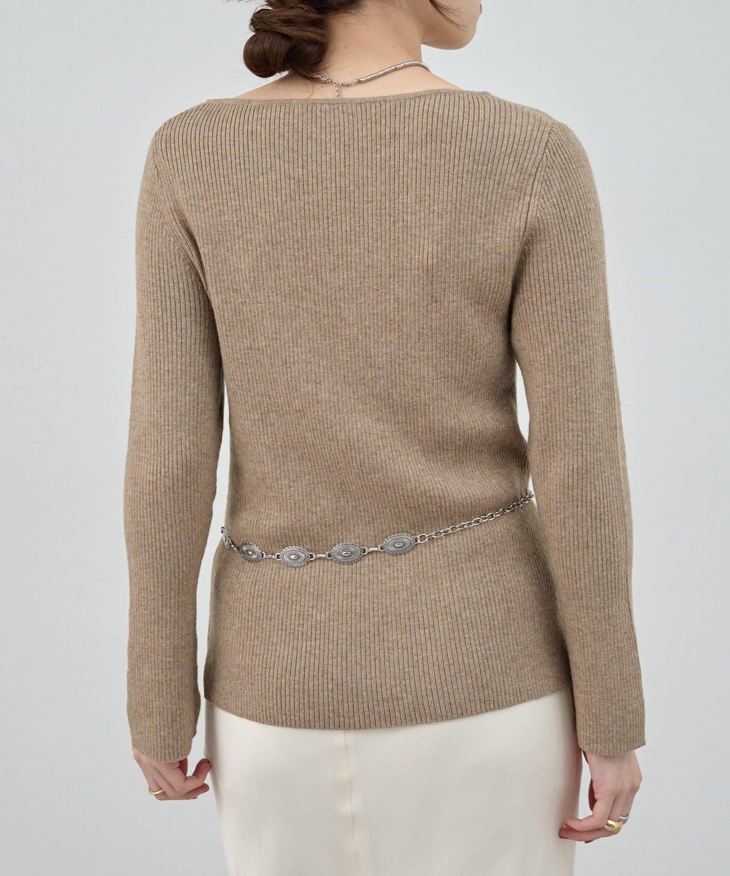 不對稱羅紋針織衫