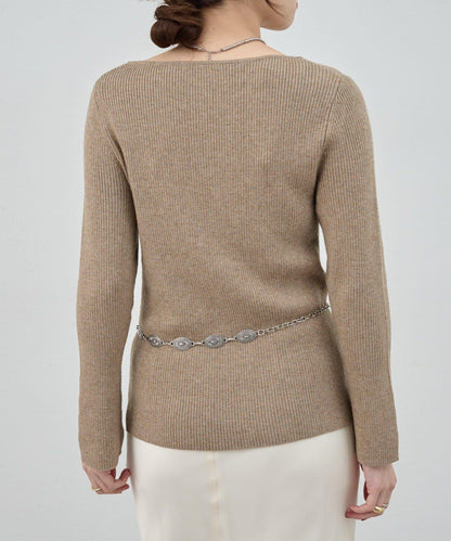 不對稱羅紋針織衫