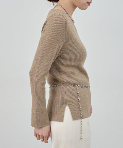 不對稱羅紋針織衫