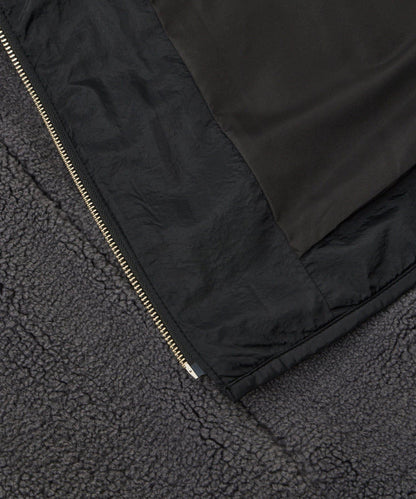 配色連帽羊羔絨大衣