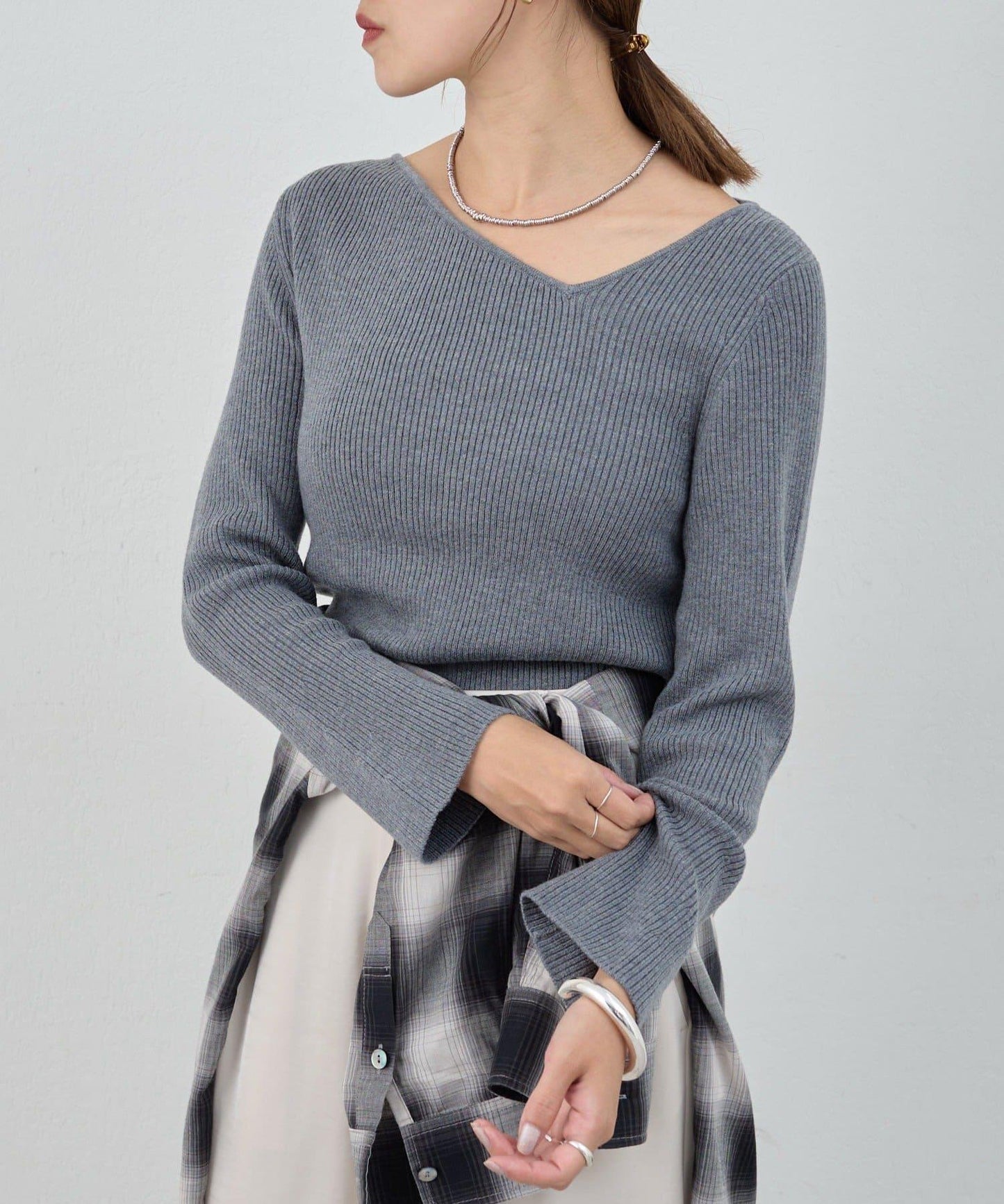 不對稱羅紋針織衫