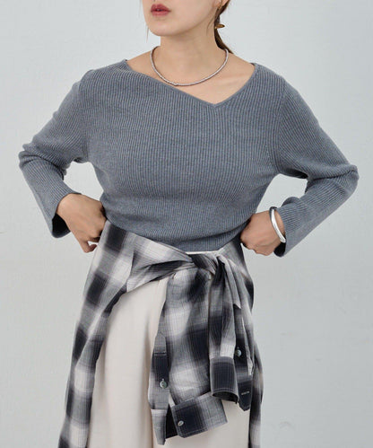 不對稱羅紋針織衫