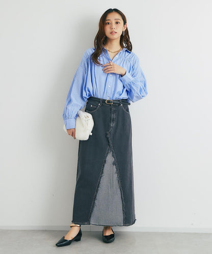 日常百搭褶皺條紋襯衫