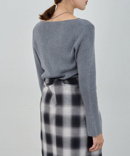 不對稱羅紋針織衫