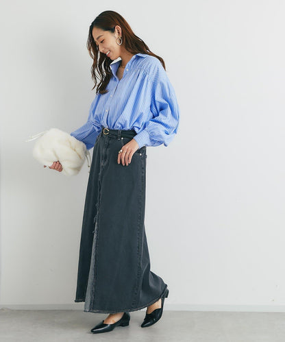 日常百搭褶皺條紋襯衫