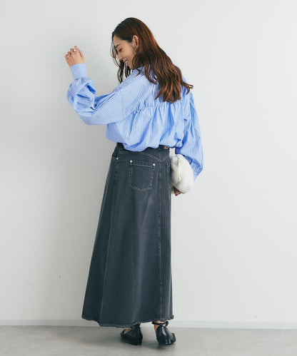 日常百搭褶皺條紋襯衫