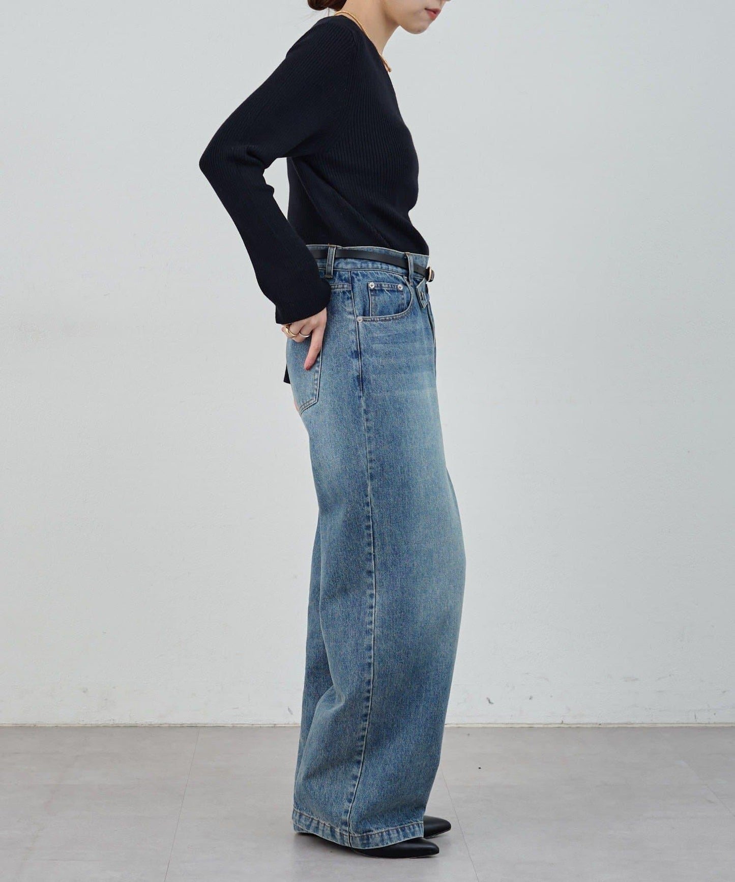 不對稱羅紋針織衫