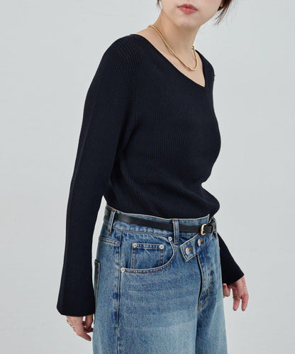 不對稱羅紋針織衫