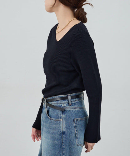 不對稱羅紋針織衫