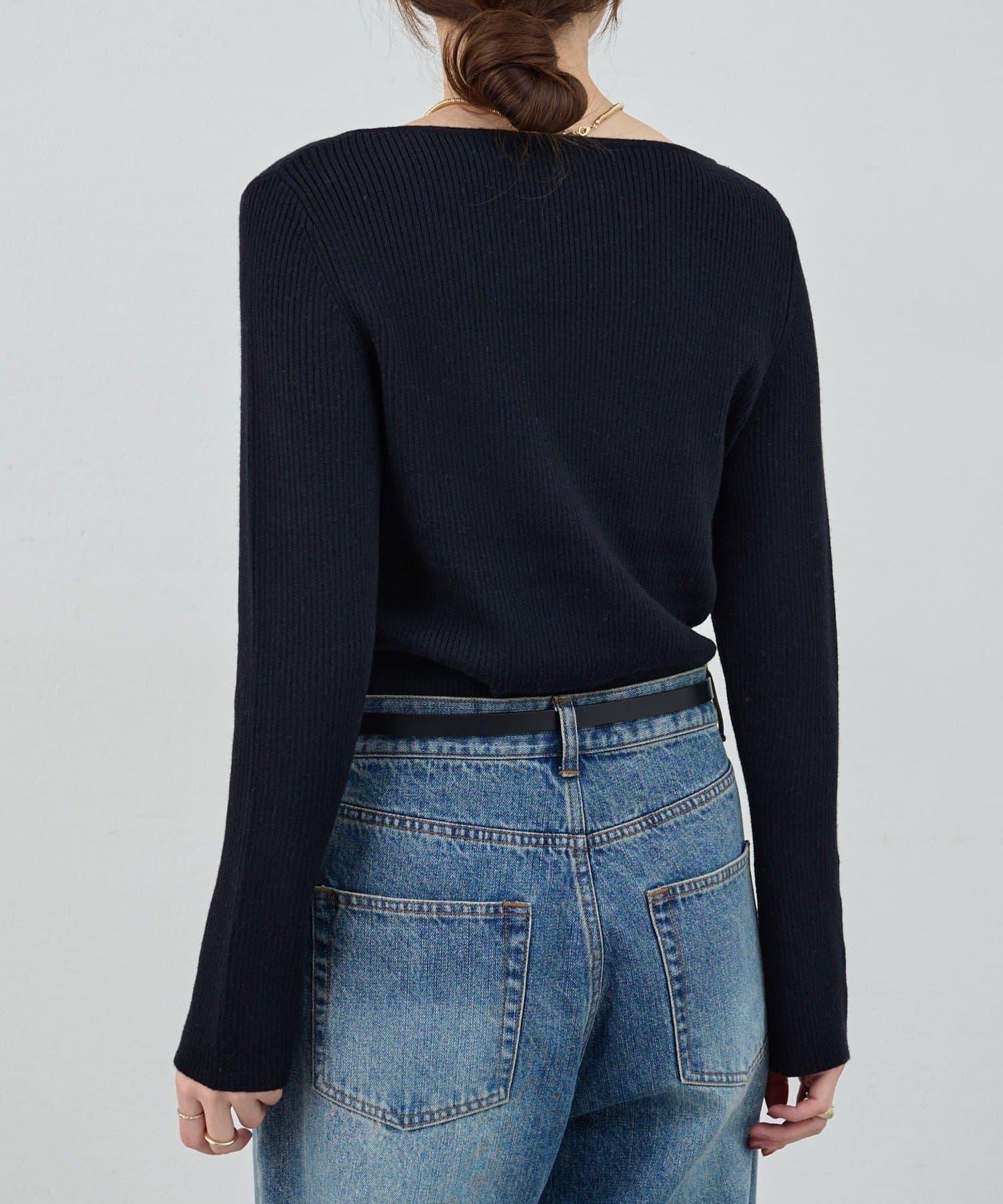 不對稱羅紋針織衫