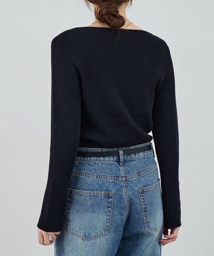 不對稱羅紋針織衫