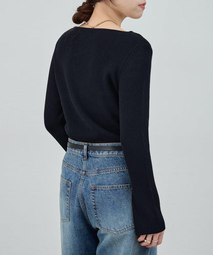 不對稱羅紋針織衫