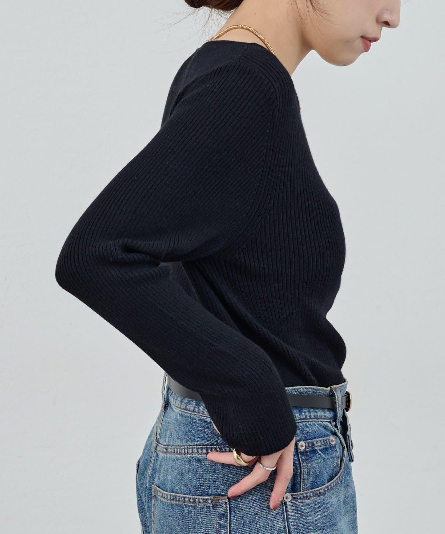 不對稱羅紋針織衫