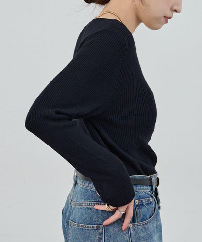 不對稱羅紋針織衫
