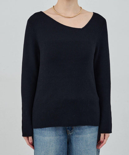 不對稱羅紋針織衫