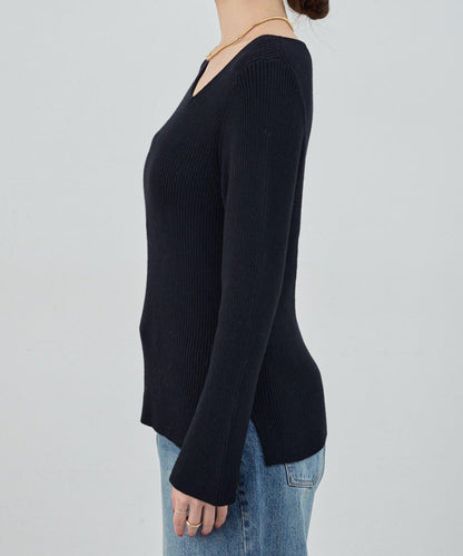 不對稱羅紋針織衫
