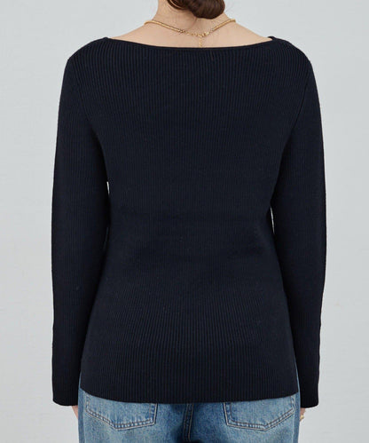 不對稱羅紋針織衫