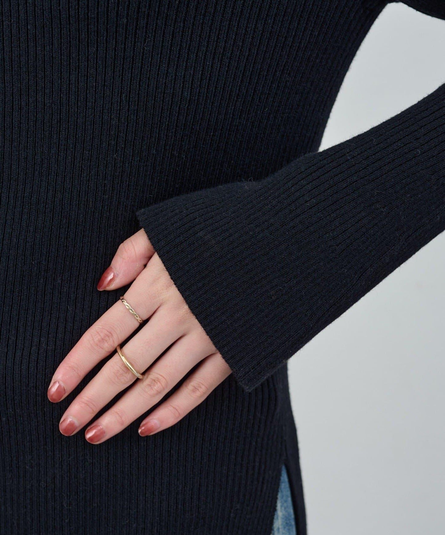 不對稱羅紋針織衫