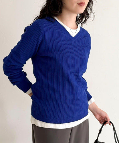 V領羅紋針織套頭衫