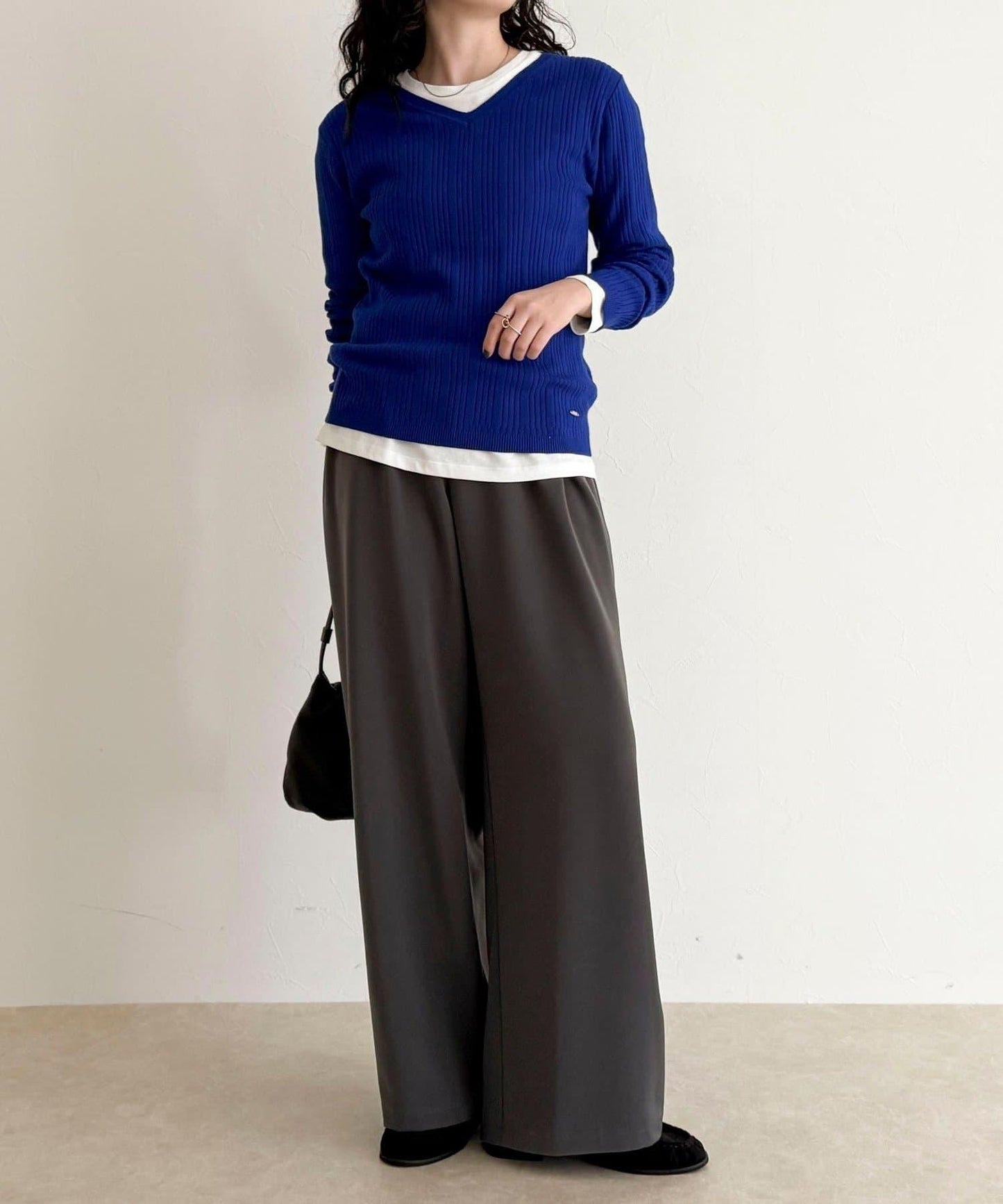 V領羅紋針織套頭衫