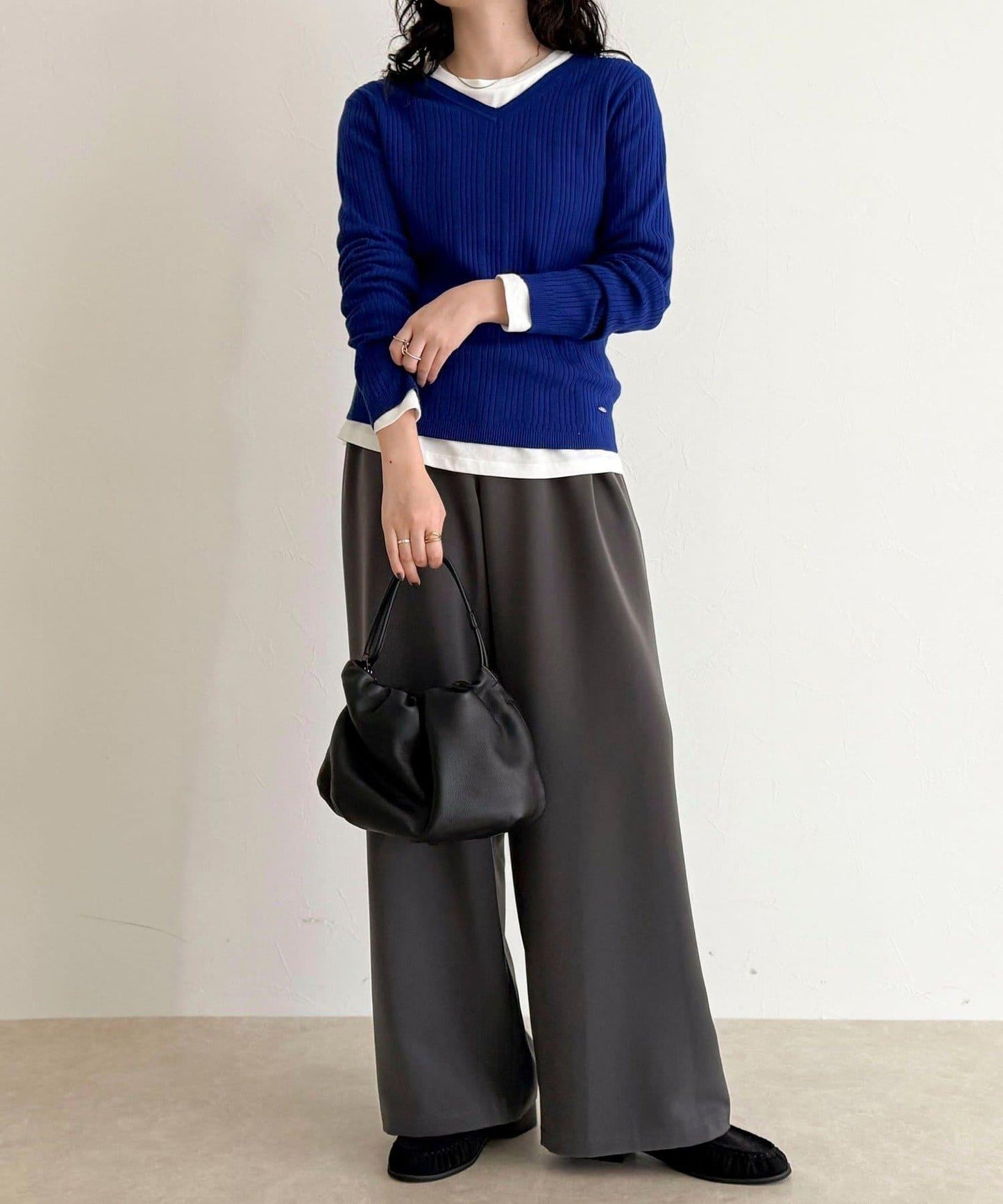 V領羅紋針織套頭衫