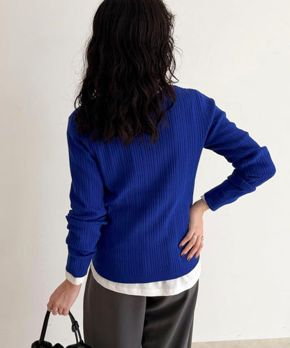 V領羅紋針織套頭衫