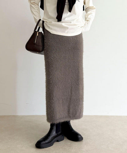 毛絨針織半身裙