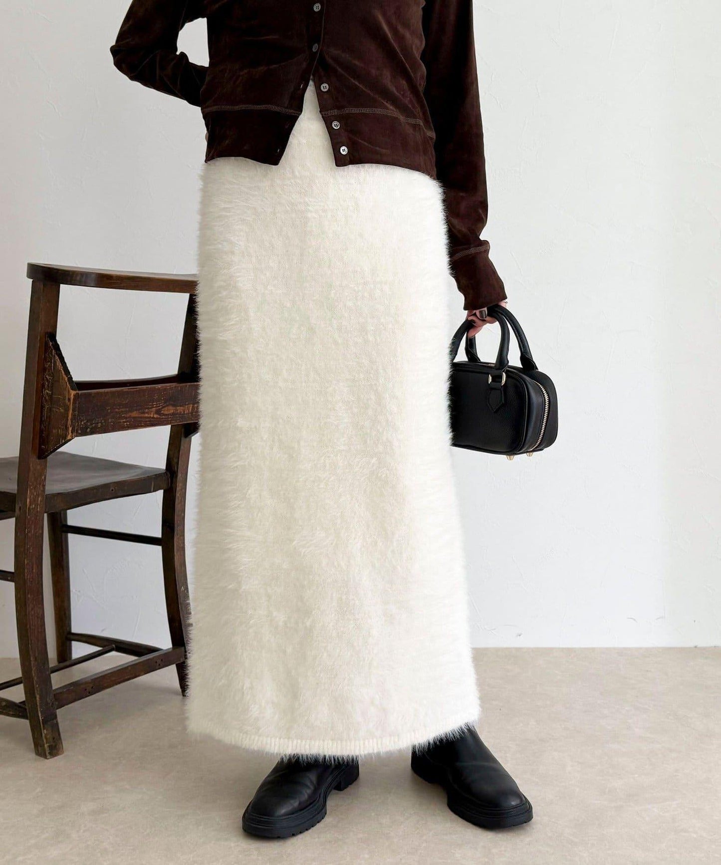 毛絨針織半身裙