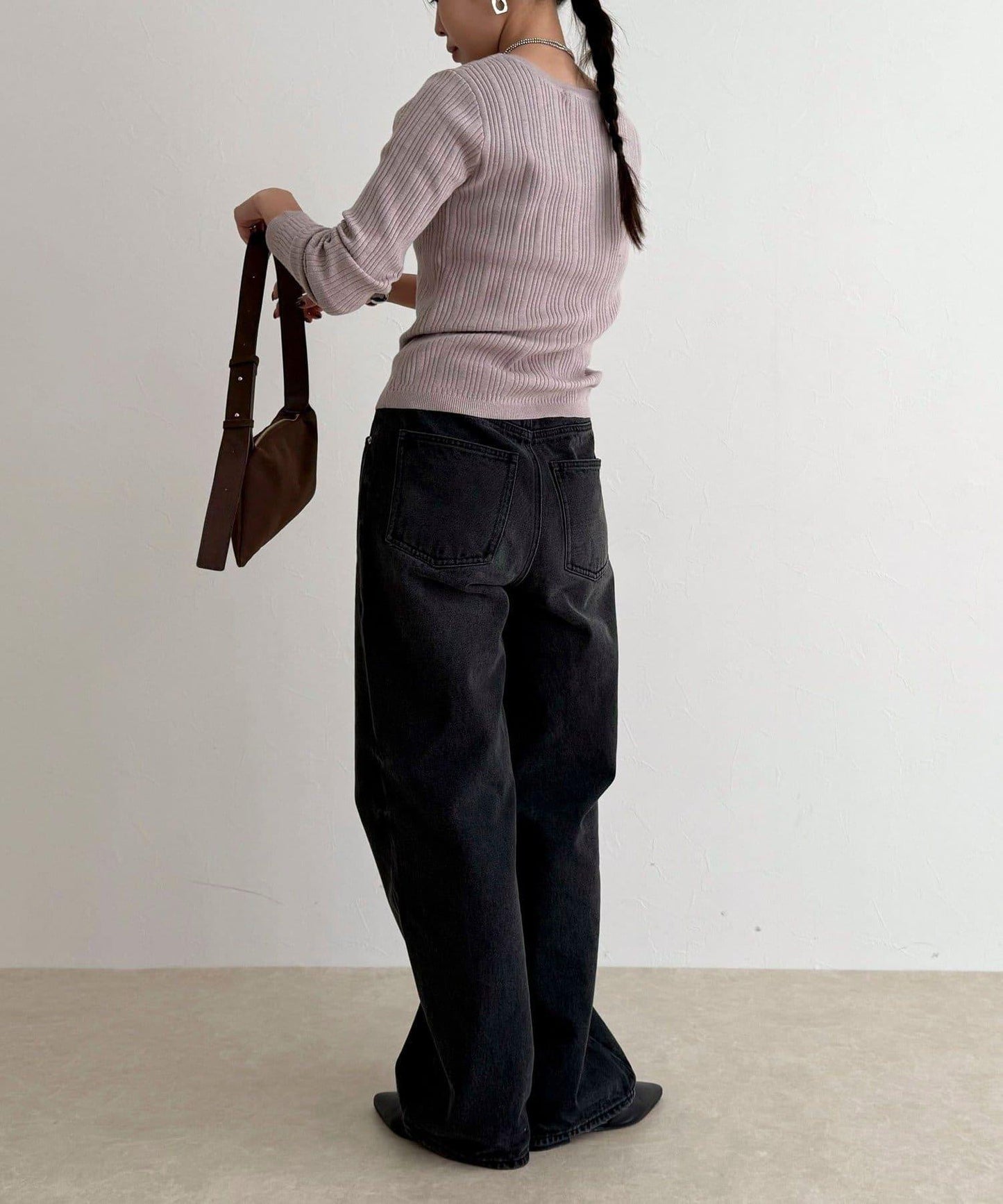 V領羅紋針織套頭衫