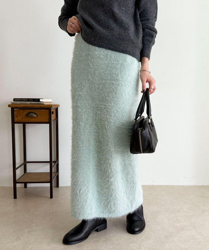 毛絨針織半身裙